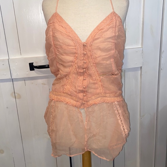 NWT Free People Leah Peach Chiffon Tunic - Picture 2 of 6